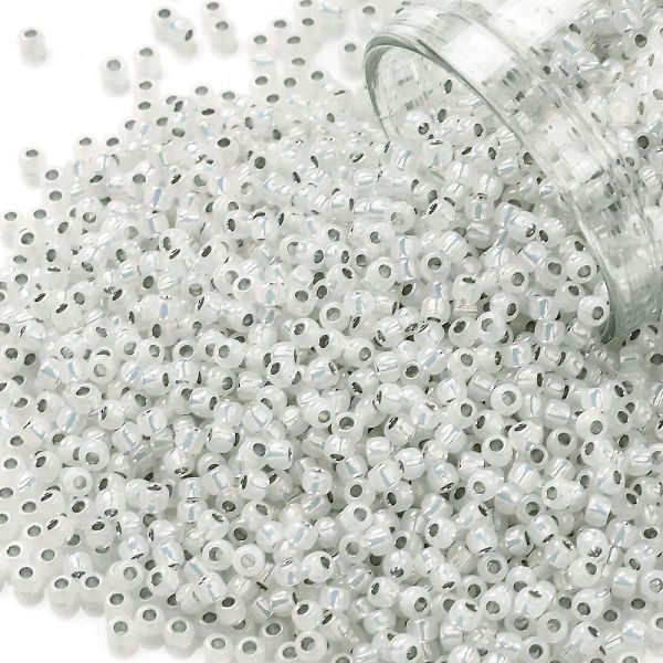 

PandaHall TOHO Round Seed Beads, Japanese Seed Beads, (2100) Silver Lined Milky White, 11/0, 2.2mm, Hole: 0.8mm, about 50000pcs/pound Glass...