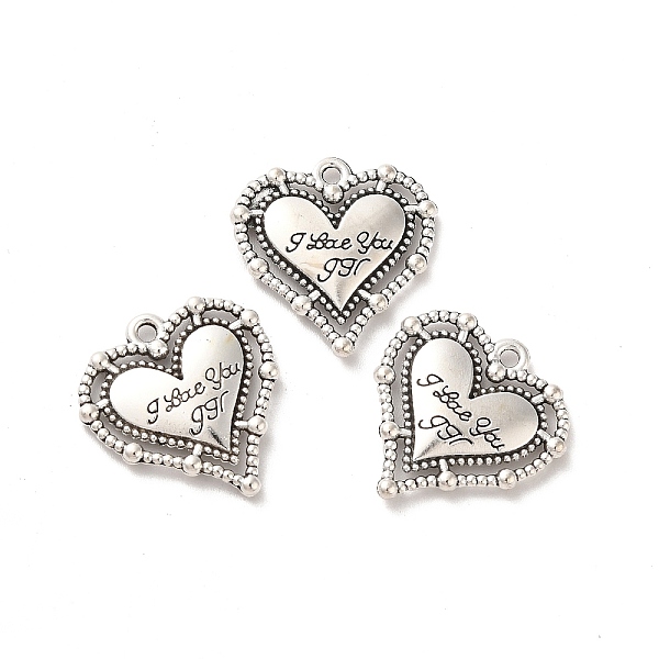 

PandaHall Tibetan Style Alloy Pendants, Heart with Word I Love You Charm, Antique Silver, 20x19.5x2.5mm, Hole: 1.5mm, about 312pcs/500g....