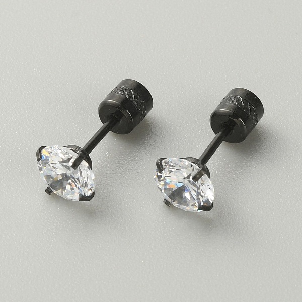 

PandaHall Cubic Zirconia Diamond Stud Earrings, Gunmetal Titanium Steel Jewelry for Women, Clear, 6mm, Pin: 0.9mm Cubic Zirconia Diamond...