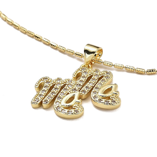 

PandaHall Golden Plated Brass Micro Pave Cubic Zirconia Pendant Necklaces, for Mother's Day, Word, 16.89 inch(429mm), Pendant: 19x21.5mm..., Clear
