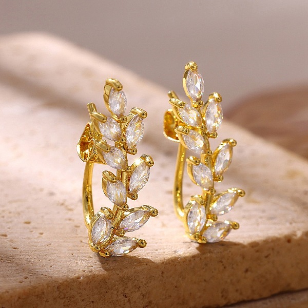 Aretes de latón con circonitas cúbicas pavé para mujer