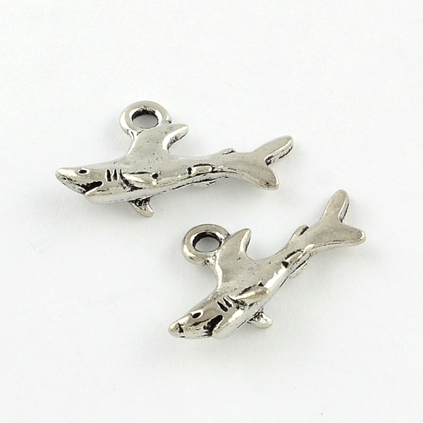 

PandaHall Tibetan Style Zinc Alloy Pendants, Shark Shape, Lead Free & Cadmium Free, Antique Silver, 13x24.8x5mm, Hole: 2.5mm Alloy Fish