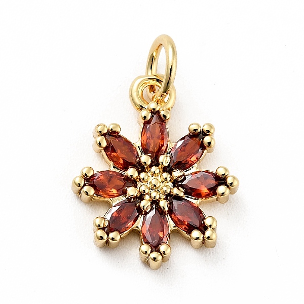 

PandaHall Rack Plating Brass Micro Pave Cubic Zirconia Charms, Long-Lasting Plated, Lead Free & Cadmium Free, Real 18K Gold Plated, Flower..., Brown