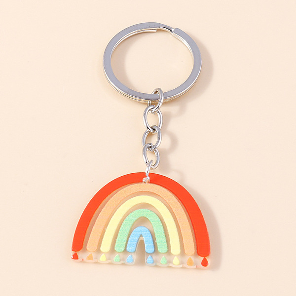 

PandaHall Acrylic Rainbow Pendant Keychain, Iron Key Ring Keychain, Colorful, 8cm Acrylic Rainbow