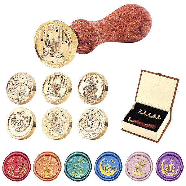 

PandaHall 8Pcs 8 Style Pear Wood Handle, with Brass Wax Seal Stamp Head, for Wax Seal Stamp, Wedding Invitations Making, Mixed Shapes...