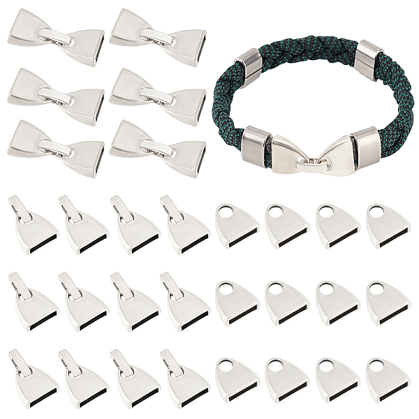 

PandaHall OLYCRAFT 30 Sets Silver Flat Buckle Clasps Alloy Fold Over Clasps Tibetan Style Leather Cord Clasps Flat Cord Ends Clasps Leather...