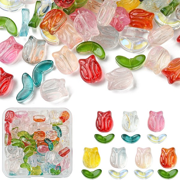 100Pcs 2 Styles Transparent Glass Beads