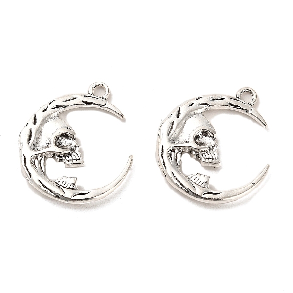 

PandaHall Tibetan Style Alloy Pendants, Cadmium Free & Lead Free, Moon with Skull, Antique Silver, 27x23.5x4mm, Hole: 2.3mm, about...