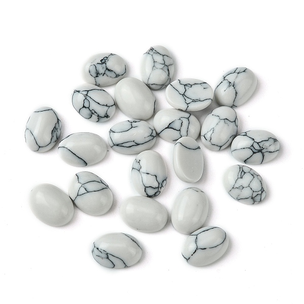 

PandaHall Synthetic Howlite Cabochons, Oval, 8~8.5x6~6.5x2.5~3.5mm Howlite Oval