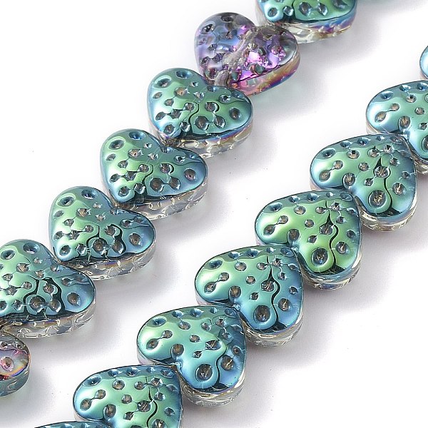 

PandaHall Electroplate Transparent Glass Beads Strands, Heart, Teal, 13x15mm, Hole: 1.2mm, about 50pcs/strand, 25.59''(65cm) Glass Heart..., Cyan