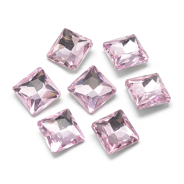 

PandaHall Pointed Back Glass Rhinestone Cabochons, Back Plated, Faceted, Square, Pearl Pink, 8x8x3.5mm Glass Rhinestone Square Pink