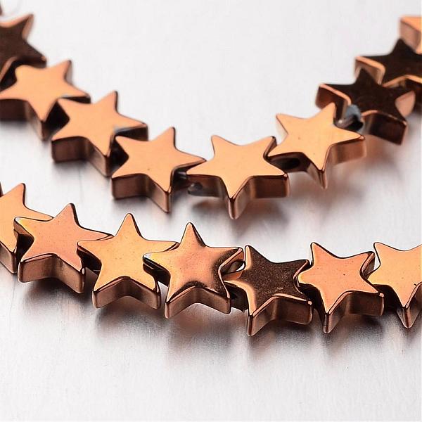

PandaHall Electroplate Non-magnetic Synthetic Hematite Bead Strands, Star, Copper Plated, 6x6x2~3mm, Hole: 1mm, about 86pcs/strand, 15.7...