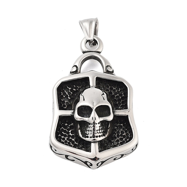 

PandaHall Retro 304 Stainless Steel Big Pendants, Antique Silver, Skull Theme, Trapezoid, 49x31x11mm, Hole: 4.5x8.5mm 304 Stainless Steel...