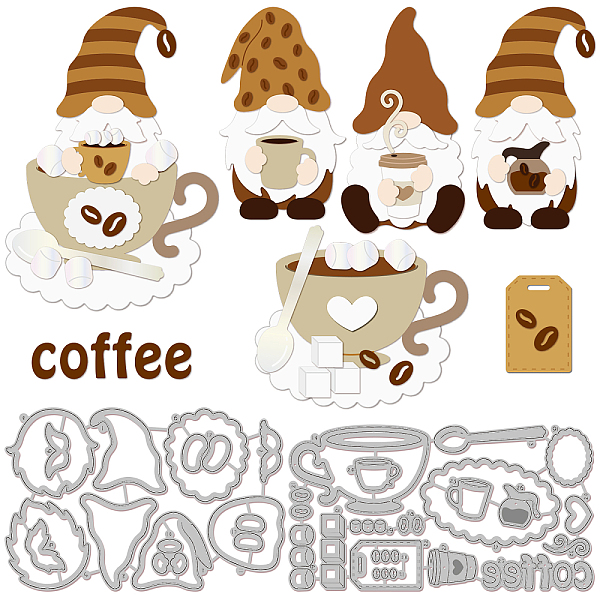 

PandaHall GLOBLELAND 2Set 32Pcs Gnome Cutting Dies for DIY Scrapbooking Metal Coffee Cup Die Cuts Embossing Stencils Template for Paper Card...