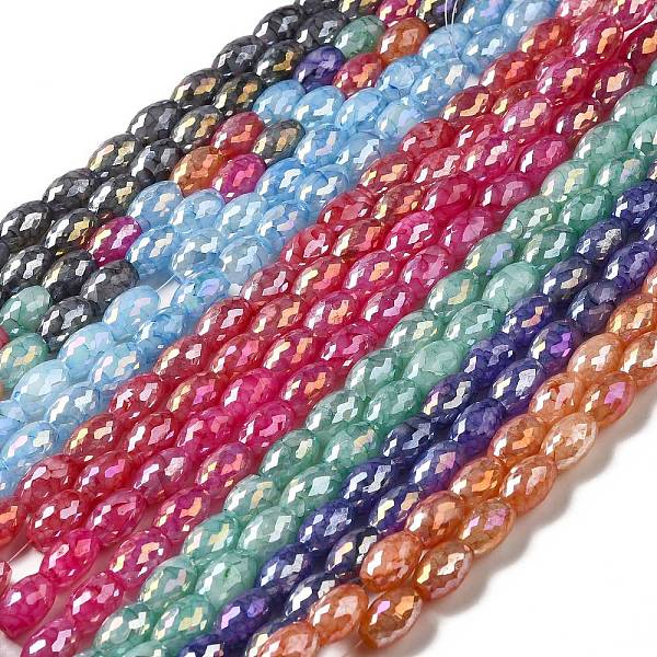 

PandaHall Electroplate Glass Beads Strand, AB Color Plated, Faceted, Oval, Mixed Color, 11.5~12x8mm, Hole: 1.2mm, about 44~45pcs/strand..., Multicolor