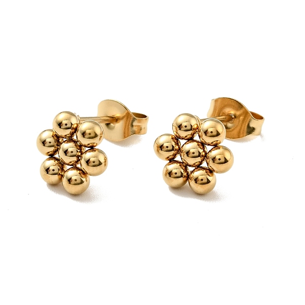 

PandaHall Vacuum Plating 201 Stainless Steel Flower Stud Earrings with 304 Stainless Steel Pins for Women, Golden, 9x8mm, Pin: 0.7mm 201...