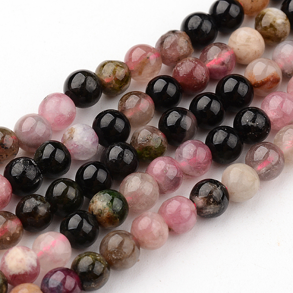 

PandaHall Natural Tourmaline Round Bead Strands, 6mm, Hole: 1mm, about 65pcs/strand, 16 inch Tourmaline Round