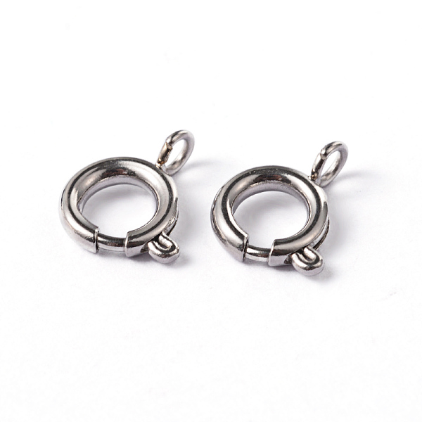

PandaHall 304 Stainless Steel Smooth Surface Spring Ring Clasps, Stainless Steel Color, 11x8x2mm, Hole: 2mm 304 Stainless Steel