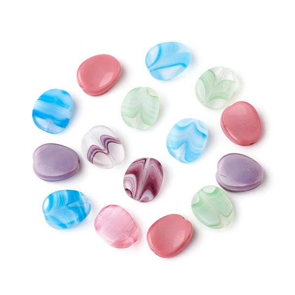 

PandaHall Czech Glass Beads, Opaque and Transparent Effect, Twist Oval, Mixed Color, 12x9x3mm, Hole: 0.8mm Czech Glass Twist Multicolor