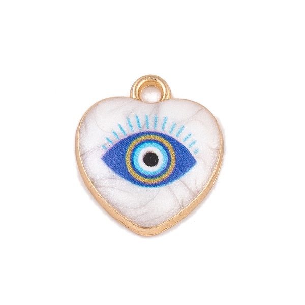 

PandaHall Alloy Enamel Pendants, Golden, Heart with Evil Eye Charm, Blue, 16x14x3.5mm, Hole: 1.6mm Alloy+Enamel Heart Blue