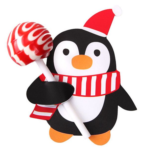 PandaHall Christmas Theme Penguin Shape Paper Candy Lollipops Cards, for Baby Shower and Birthday Party Decoration, Black, 8x6.2x0.04cm...