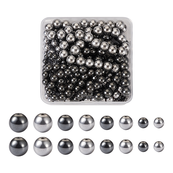 

PandaHall 8 Strands 8 Styles Non-magnetic Synthetic Hematite Beads Strands, Grade A, Round, Mixed Color, 4~10mm, Hole: 1mm, about40~...