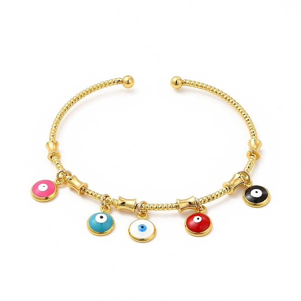 

PandaHall Colorful Enamel Evil Eye Charms Cuff Bangle, Real 18K Gold Plated Brass Jewelry for Women, Cadmium Free & Lead Free, Real 18K Gold...