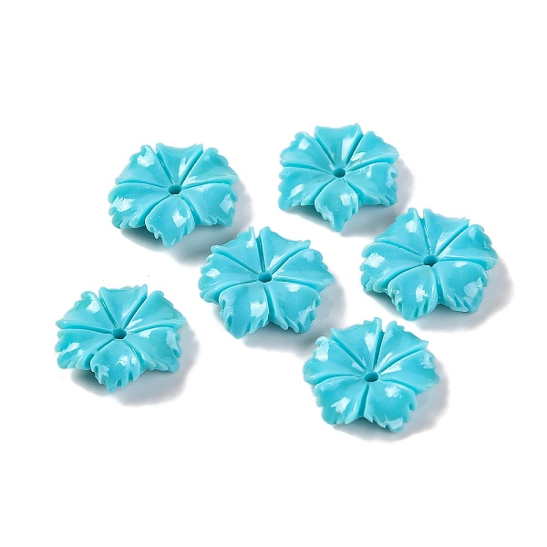 

PandaHall Synthetic Coral Beads, Dyed, Flower, Cyan, 13x12.5x3mm, Hole: 1mm Synthetic Coral Flower Cyan