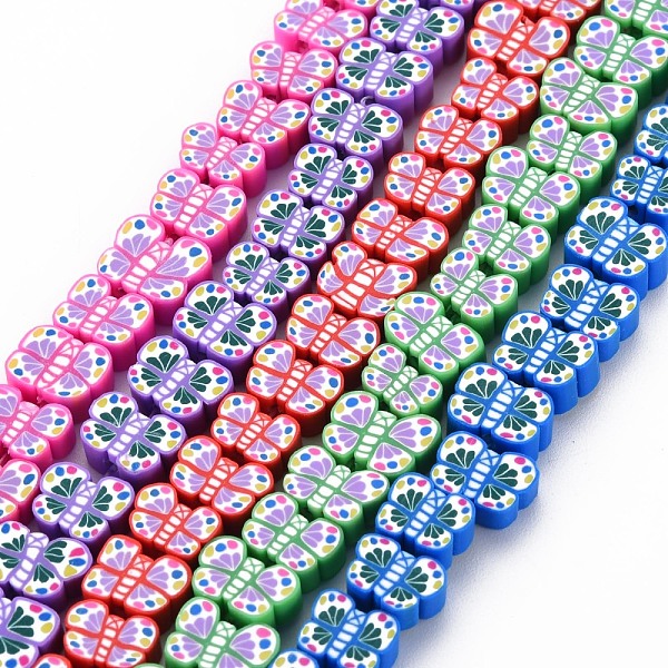

PandaHall Handmade Polymer Clay Bead Strands, Butterfly, Mixed Color, 6~8.5x8~11.5x3.5~4.5mm, Hole: 1.6mm, about 38~40pcs/strand, 10.04..., Multicolor
