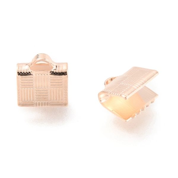 

PandaHall 304 Stainless Steel Ribbon Crimp Ends, Rose Gold, 7x7x4.5mm, Hole: 2x1mm 304 Stainless Steel