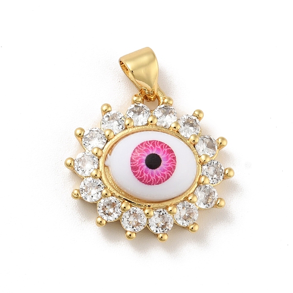 

PandaHall Brass Micro Pave Cubic Zirconia Pendants, with Acrylic, Cadmium Free & Lead Free, Long-Lasting Plated, Evil Eye, Real 18K Gold...
