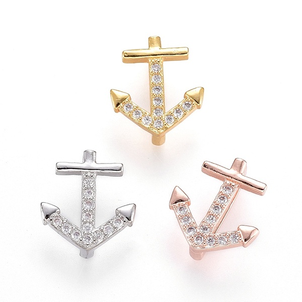 

PandaHall Brass Micro Pave Cubic Zirconia Slide Charms, Lead Free & Cadmium Free, Anchor, Clear, Mixed Color, 14x13x6mm, Hole: 2x11mm...