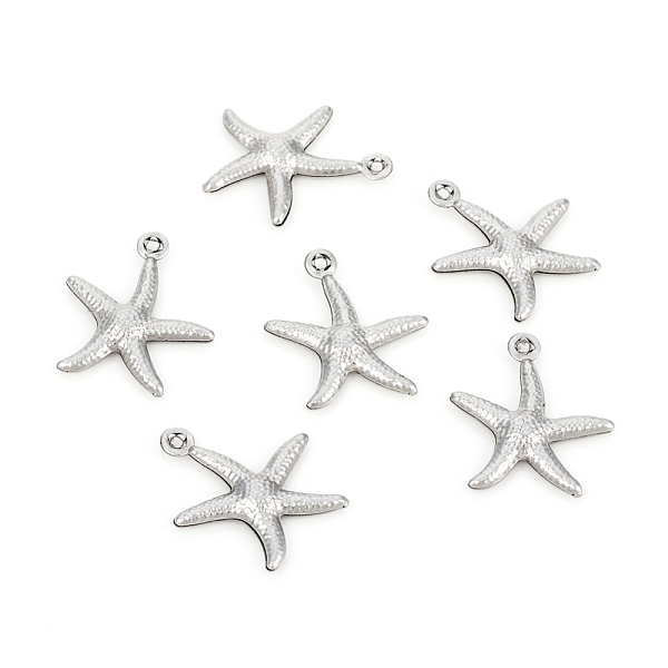 

PandaHall 304 Stainless Steel Pendants, Starfish, Stainless Steel Color, 17.5x15.5x2mm, Hole: 1mm 304 Stainless Steel Starfish