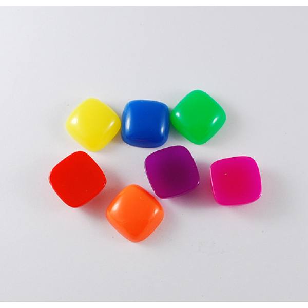 PandaHall Resin Cabochons, Square, Mixed Color, 12x12x5mm Resin Square Multicolor