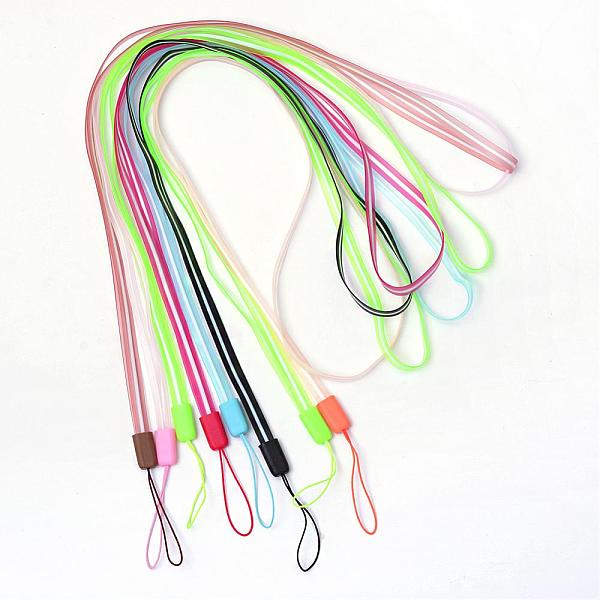 

PandaHall Rubber Lanyard Straps, with Plastic Findings, Mixed Color, 15.3 inch Synthetic Rubber Multicolor