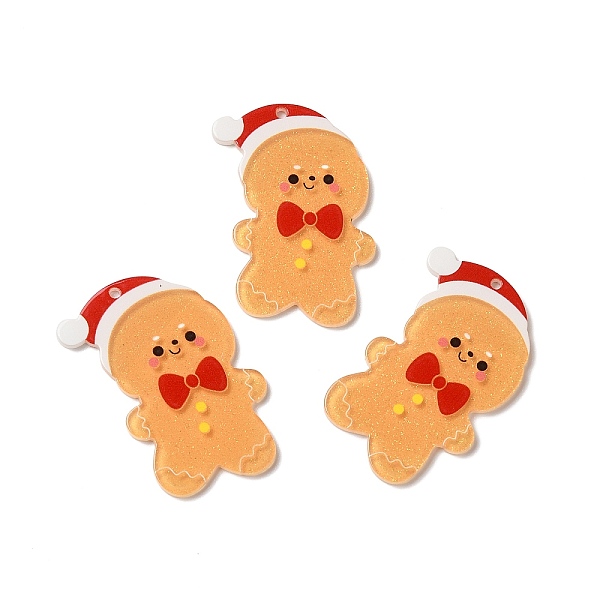 

PandaHall Christmas Translucent Resin Pendants, Glitter Charms for Christmas Party Decoration, Gingerbread Man, 43.5x31x2mm, Hole: 1.5mm...