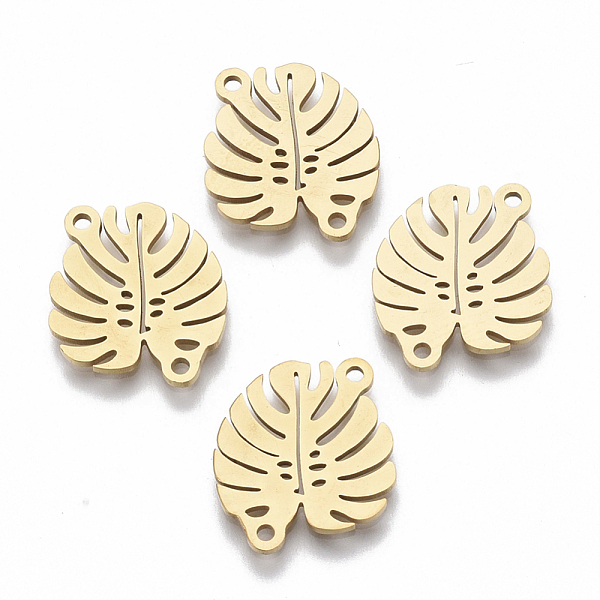 

PandaHall 201 Stainless Steel Links connectors, Laser Cut, Leaf, Golden, 16x14x1mm, Hole: 1.2mm 201 Stainless Steel Leaf
