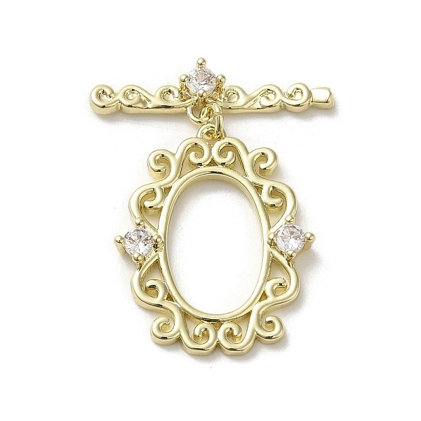 

PandaHall Brass Micro Pave Cubic Zirconia Toggle Clasps, Long-Lasting Plated, Oval, Golden, 22.5x18x3mm, Hole: 1.2mm Brass+Cubic Zirconia...
