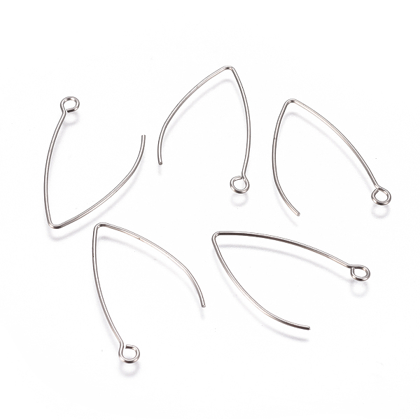 

PandaHall 304 Stainless Steel Earring Hooks, with Horizontal Loop, Stainless Steel Color, 31x20x0.8mm, Hole: 2.3mm, 21 Gauge, Pin: 0.7mm 304...