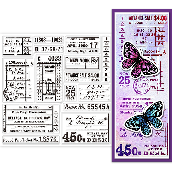 PandaHall GLOBLELAND Vintage Text Background Transparent Clear Stamps Retro Numbers Embossing Stamp Sheets Silicone Clear Stamps Seal for...