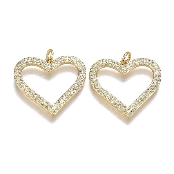 

PandaHall Brass Micro Pave Clear Cubic Zirconia Pendants, with Jump Rings, Long-Lasting Plated, Heart, Real 18K Gold Plated, 23.5x25x5x1.5mm...