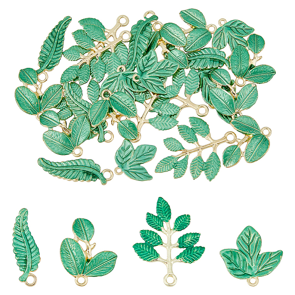 

PandaHall DICOSMETI Leaf Charms Small Plant Pendant Alloy Charms for Necklace Jewelry Making Alloy+Enamel Leaf Green