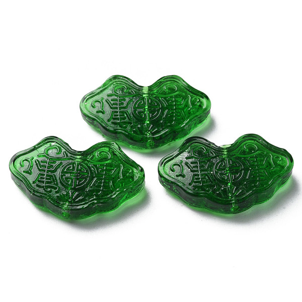 

PandaHall Transparent Handmade Bumpy Lampwork Beads, Longevity Lock, Green, 18.7x30.5x6.5~8mm, Hole: 1~1.8mm Lampwork Lock Green