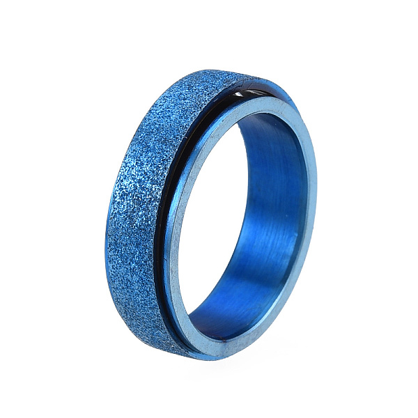 

PandaHall 201 Stainless Steel Sand Blast Rotating Finger Ring, Calming Worry Meditation Fidget Spinner Ring for Women, Blue, Inner Diameter...