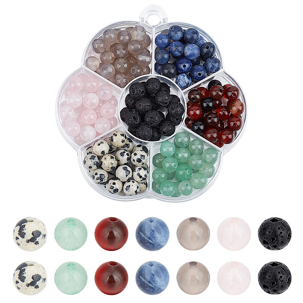 

PandaHall 154~175Pcs 7 Styles Natural Mixed Gemstone Beads Kits, Faceted Round & Round, Mixed Dyed and Undyed, 6mm, Hole: 1mm...