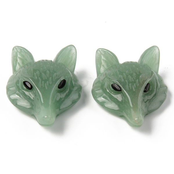 

PandaHall Natural Green Aventurine Pendants, Top Drilled Beads, with Black Onyx Eye, Fox Head, 41x29.5~30.5x13~14.5mm, Hole: 1.6mm Green...