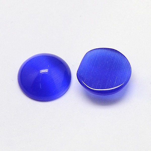 

PandaHall Cat Eye Cabochons, Half Round, Blue, 6x2mm Glass Half Round Blue