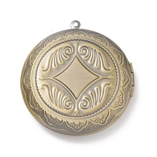 

PandaHall Rack Plating Brass Locket Pendants, Photo Frame Charms for Necklaces, Cadmium Free & Lead Free, Flat Round with Rhombus, Brushed...