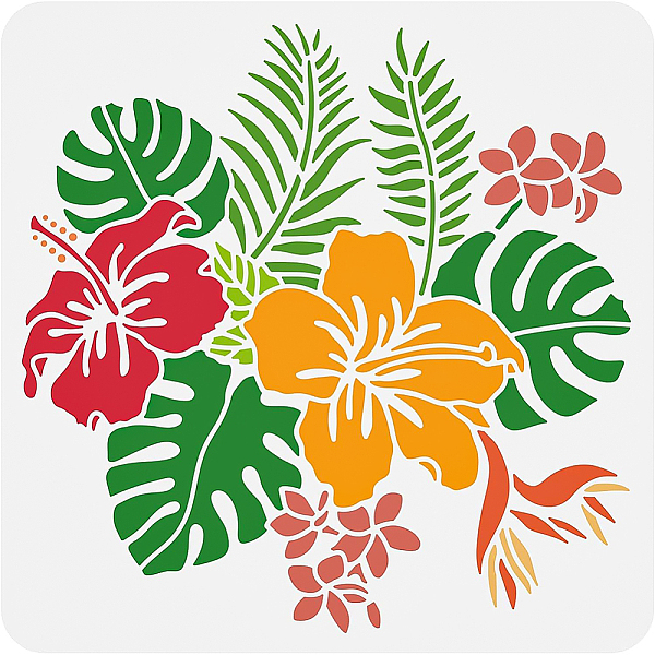 

PandaHall BENECREAT Hibiscus Flower Drawing Stencils, Tropical Plant Hawaiian Flower Reusable Plastic Painting Template for DIY Crafts...