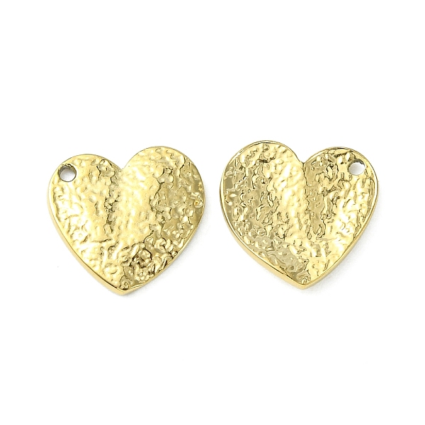 

PandaHall 304 Stainless Steel Charms, Textured Heart Charms, Real 14K Gold Plated, 13x13.5x2mm, Hole: 1.2mm 304 Stainless Steel Heart